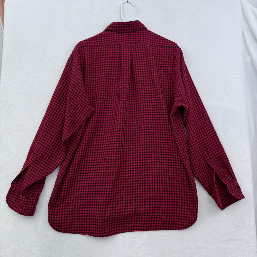 Vintage LL Bean Shirt L Red Buffalo Plaid Flap Pocket Made In USA Button Up - Picture 8 of 9